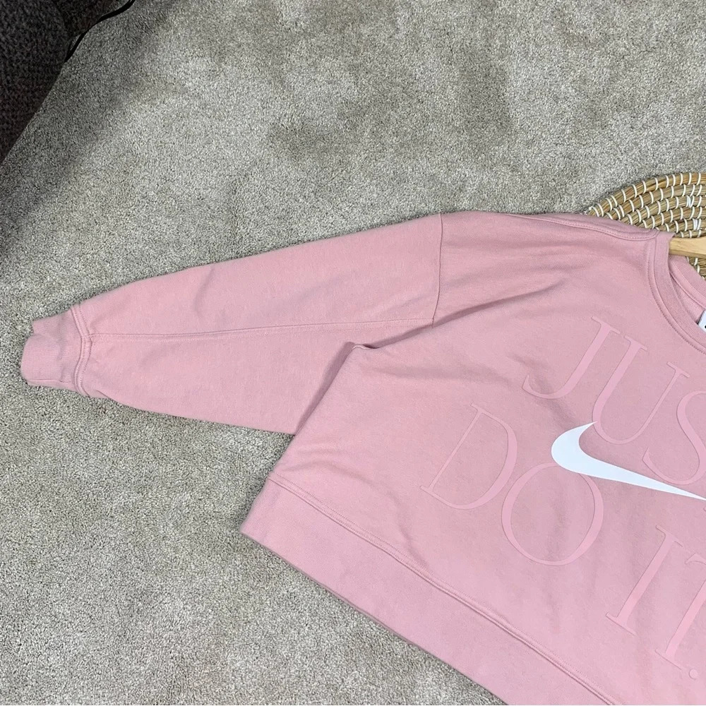 Nike Dri-FIT Get Fit Training Sweatshirt Pullover Oversized Cropped Blush Pink L - Picture 7 of 16